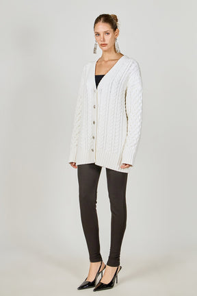 ENDLESS ROSE - Oversized Cable Knit Cardigan - SWEATERS & KNITS available at Objectrare