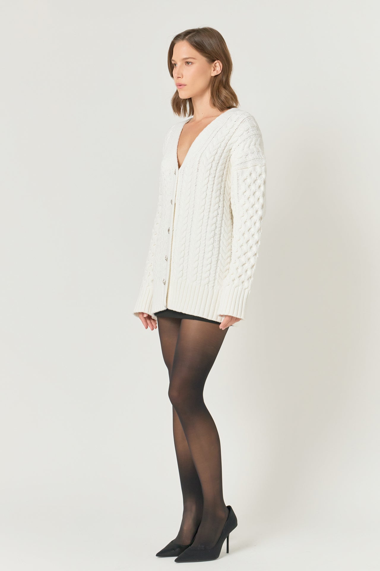 ENDLESS ROSE - Endless Rose - Oversized Cable Knit Cardigan - SWEATERS & KNITS available at Objectrare