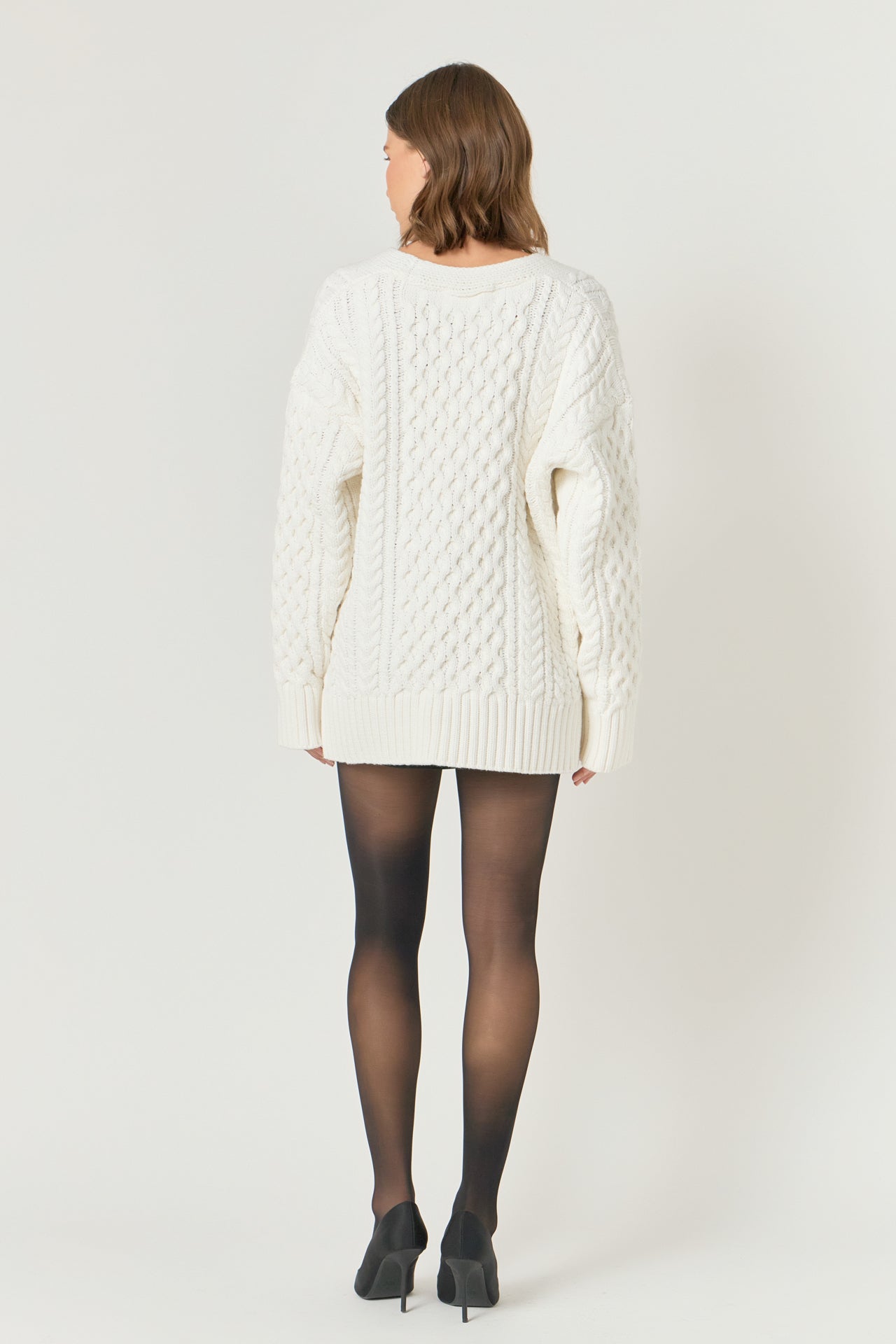 ENDLESS ROSE - Oversized Cable Knit Cardigan - SWEATERS & KNITS available at Objectrare