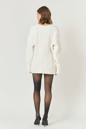 ENDLESS ROSE - Oversized Cable Knit Cardigan - SWEATERS & KNITS available at Objectrare