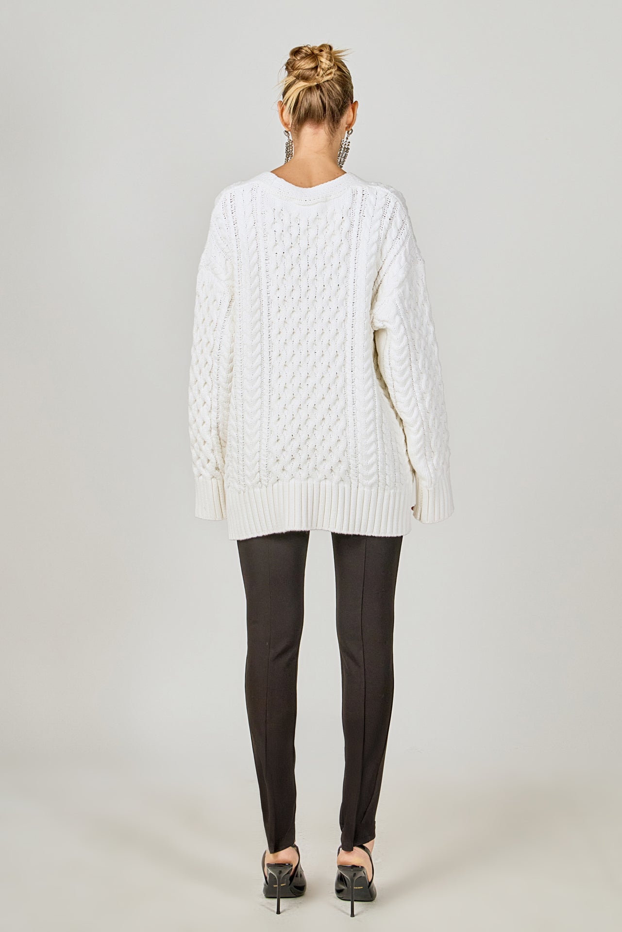 ENDLESS ROSE - Oversized Cable Knit Cardigan - SWEATERS & KNITS available at Objectrare