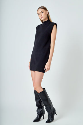 ENDLESS ROSE - Mock Neck Sleeveless Knit Mini Dress - DRESSES available at Objectrare