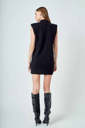 ENDLESS ROSE - Mock Neck Sleeveless Knit Mini Dress - DRESSES available at Objectrare