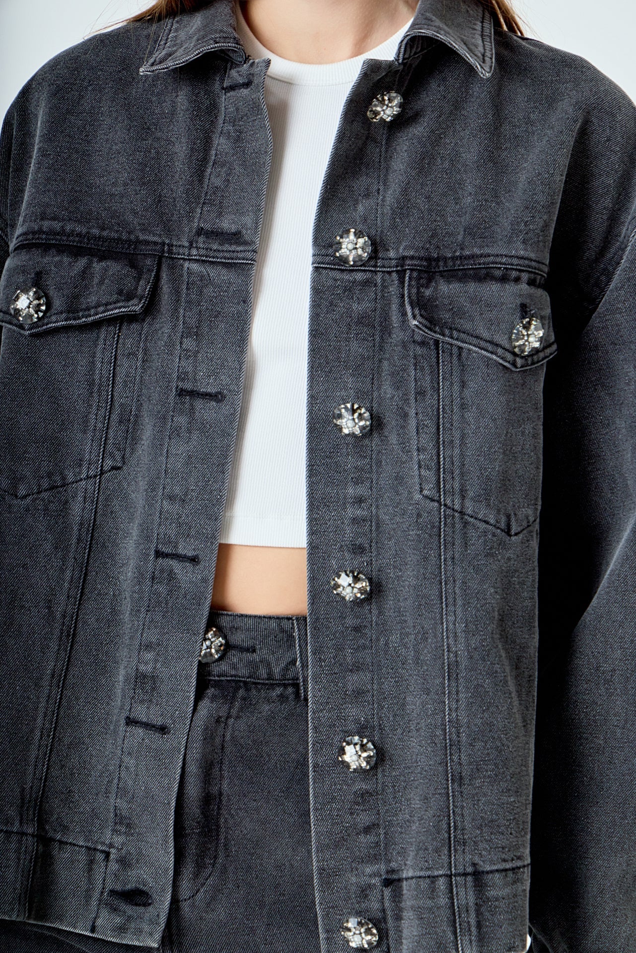 ENDLESS ROSE - Denim Jacket with Pockets - JACKETS available at Objectrare