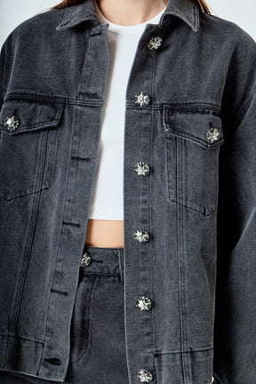 ENDLESS ROSE - Denim Jacket with Pockets - JACKETS available at Objectrare