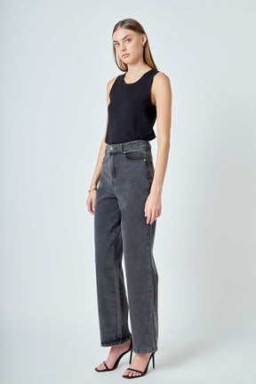 ENDLESS ROSE - Wide Leg High Waisted Jeans - PANTS available at Objectrare
