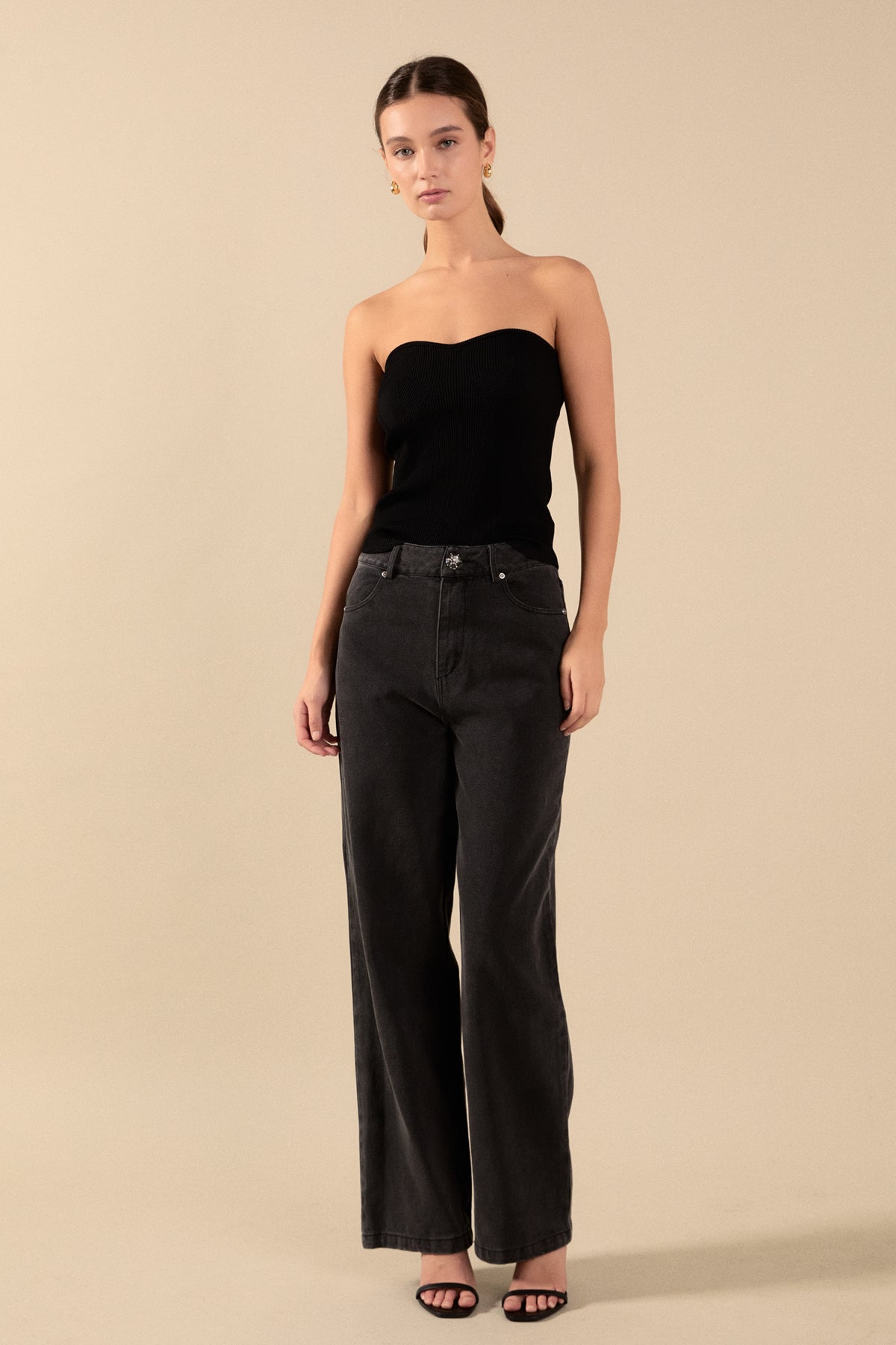 ENDLESS ROSE - Wide Leg High Waisted Jeans - PANTS available at Objectrare