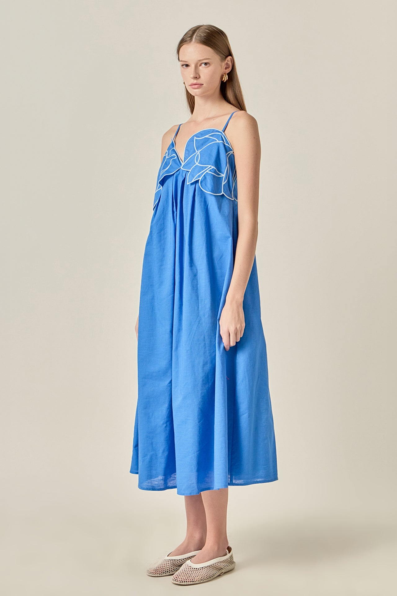 ENGLISH FACTORY - Embroidered Pleated Maxi Dress - DRESSES available at Objectrare