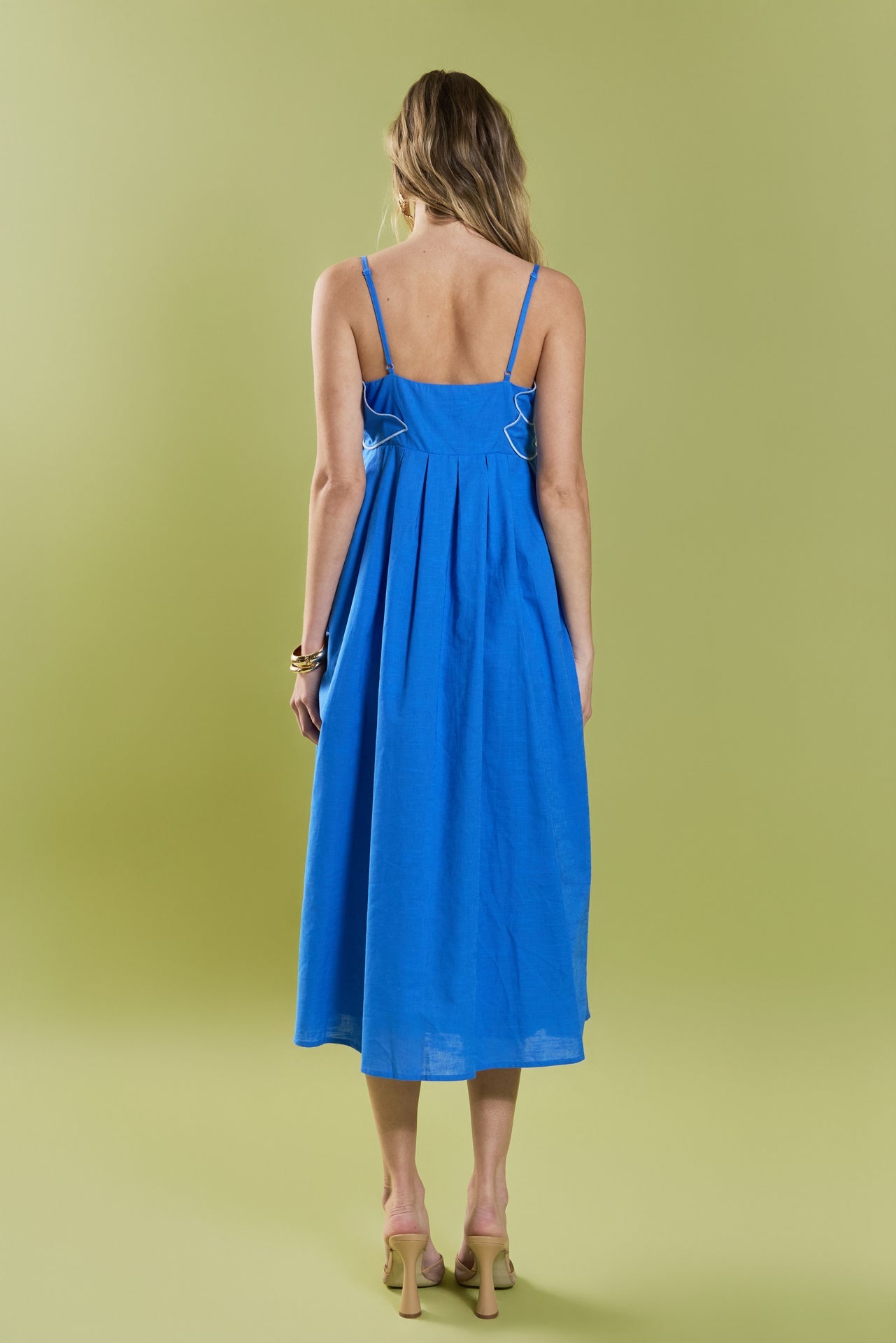 ENGLISH FACTORY - Floral Applique Pleated Midi Dress - DRESSES available at Objectrare