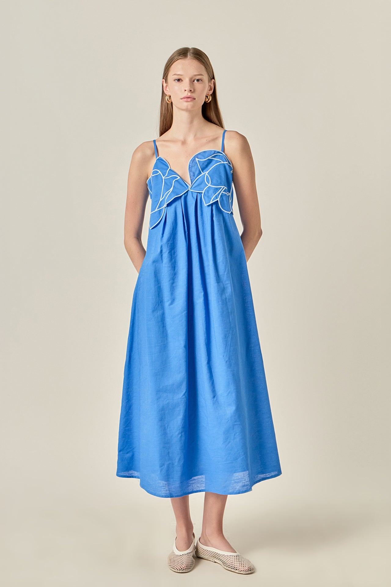 ENGLISH FACTORY - Embroidered Pleated Maxi Dress - DRESSES available at Objectrare