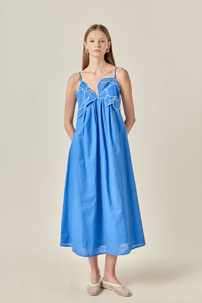 ENGLISH FACTORY - Embroidered Pleated Maxi Dress - DRESSES available at Objectrare