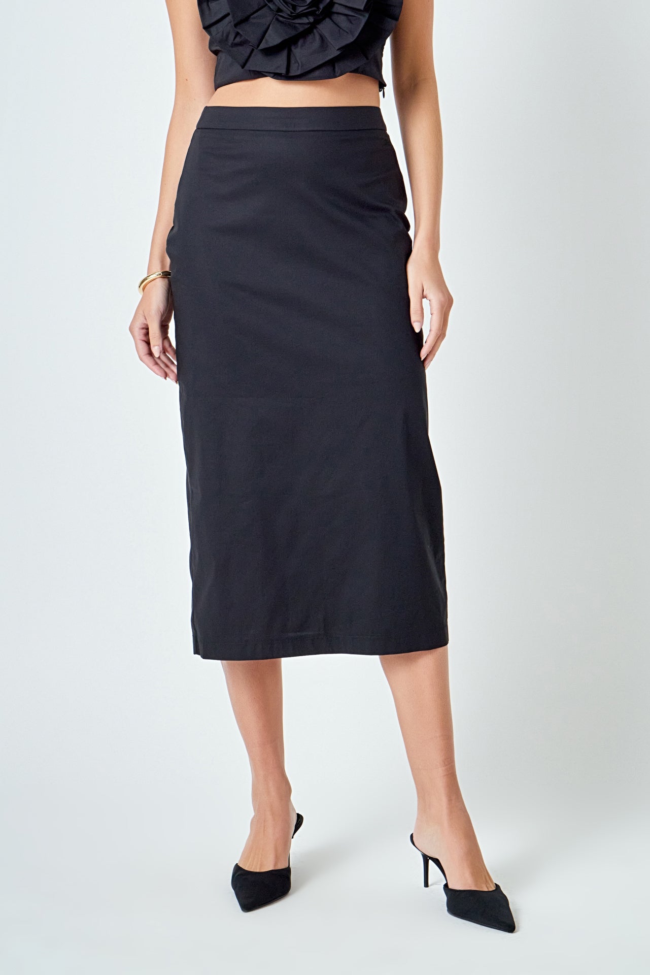 ENGLISH FACTORY - High Waisted Column Midi Skirt - SKIRTS available at Objectrare