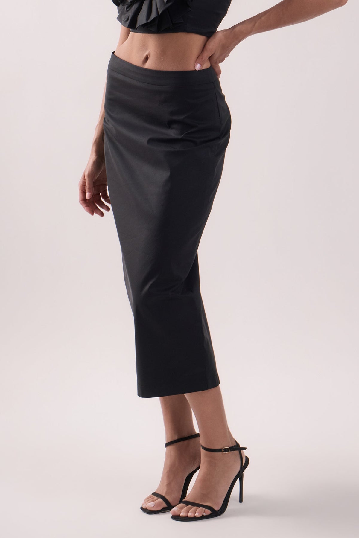 ENGLISH FACTORY - High Waisted Column Midi Skirt - SKIRTS available at Objectrare