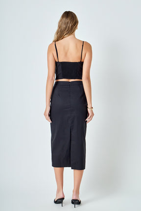 ENGLISH FACTORY - High Waisted Column Midi Skirt - SKIRTS available at Objectrare