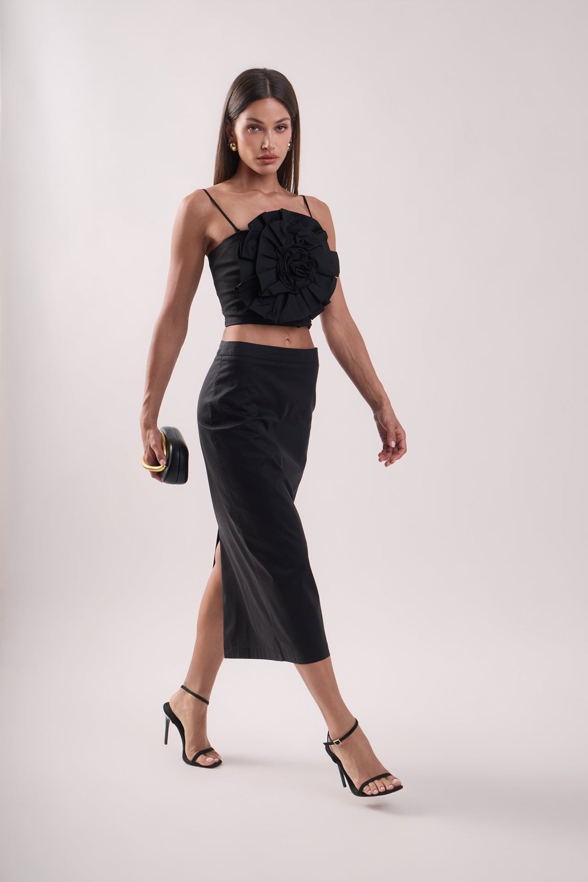 ENGLISH FACTORY - High Waisted Column Midi Skirt - SKIRTS available at Objectrare