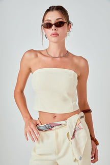 ENDLESS ROSE - Ashton Linen Tube Top - TOPS available at Objectrare