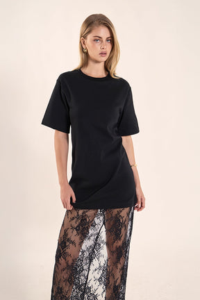 ENDLESS ROSE - Mix Media T-Shirt Lace Dress - DRESSES available at Objectrare