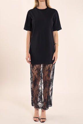 ENDLESS ROSE - Mix Media T-Shirt Lace Dress - DRESSES available at Objectrare