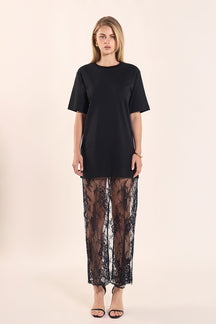 ENDLESS ROSE - Mix Media T-Shirt Lace Dress - DRESSES available at Objectrare
