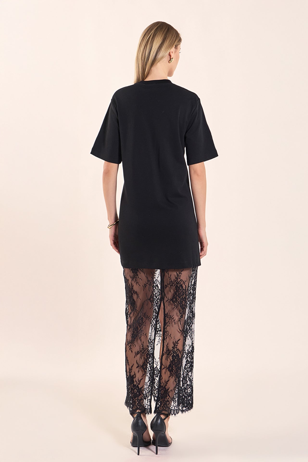 ENDLESS ROSE - Mix Media T-Shirt Lace Dress - DRESSES available at Objectrare