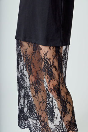 ENDLESS ROSE - Mix Media T-shirt Lace Dress - DRESSES available at Objectrare