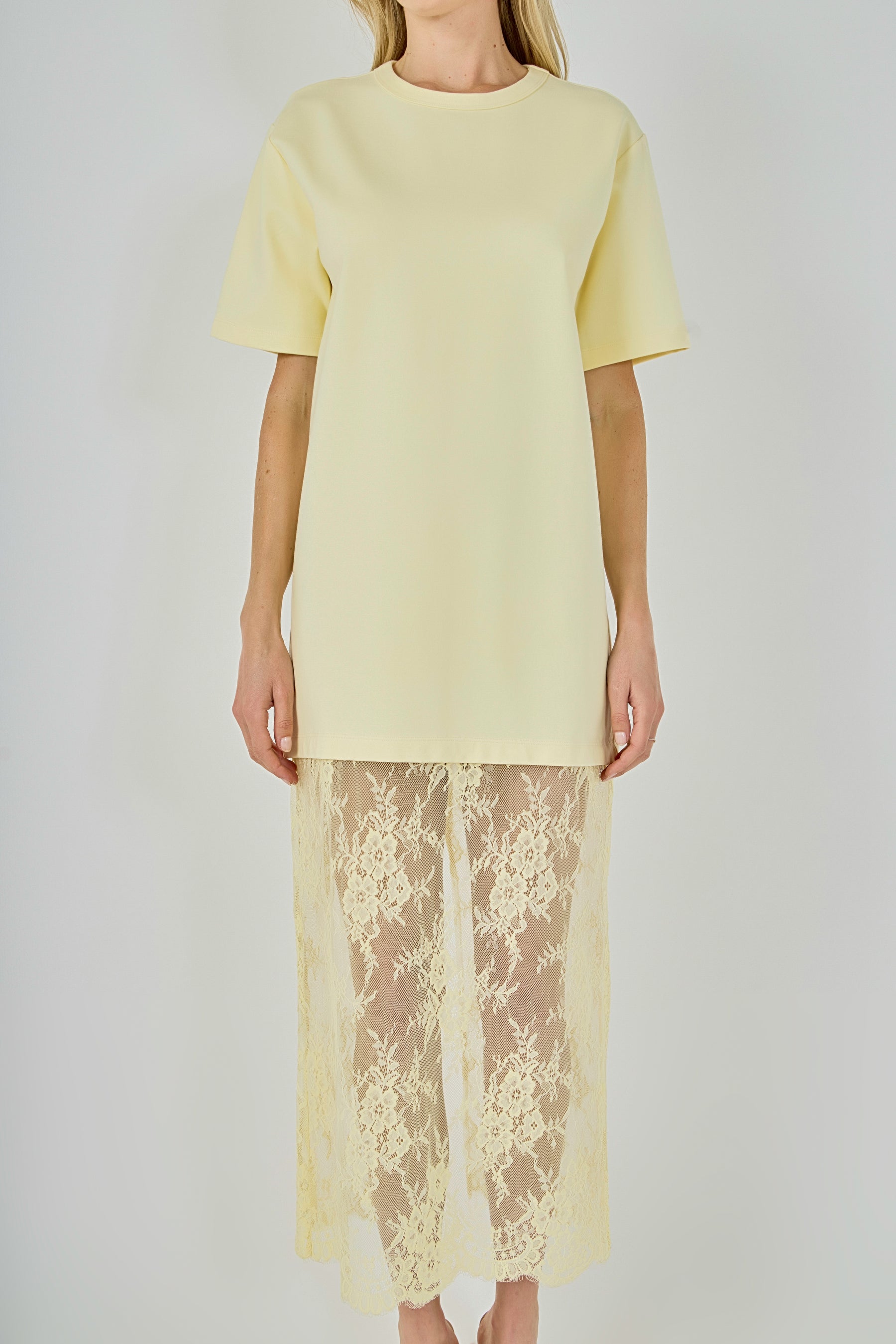 Mix Media T-Shirt Lace Dress