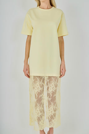 Mix Media T-Shirt Lace Dress