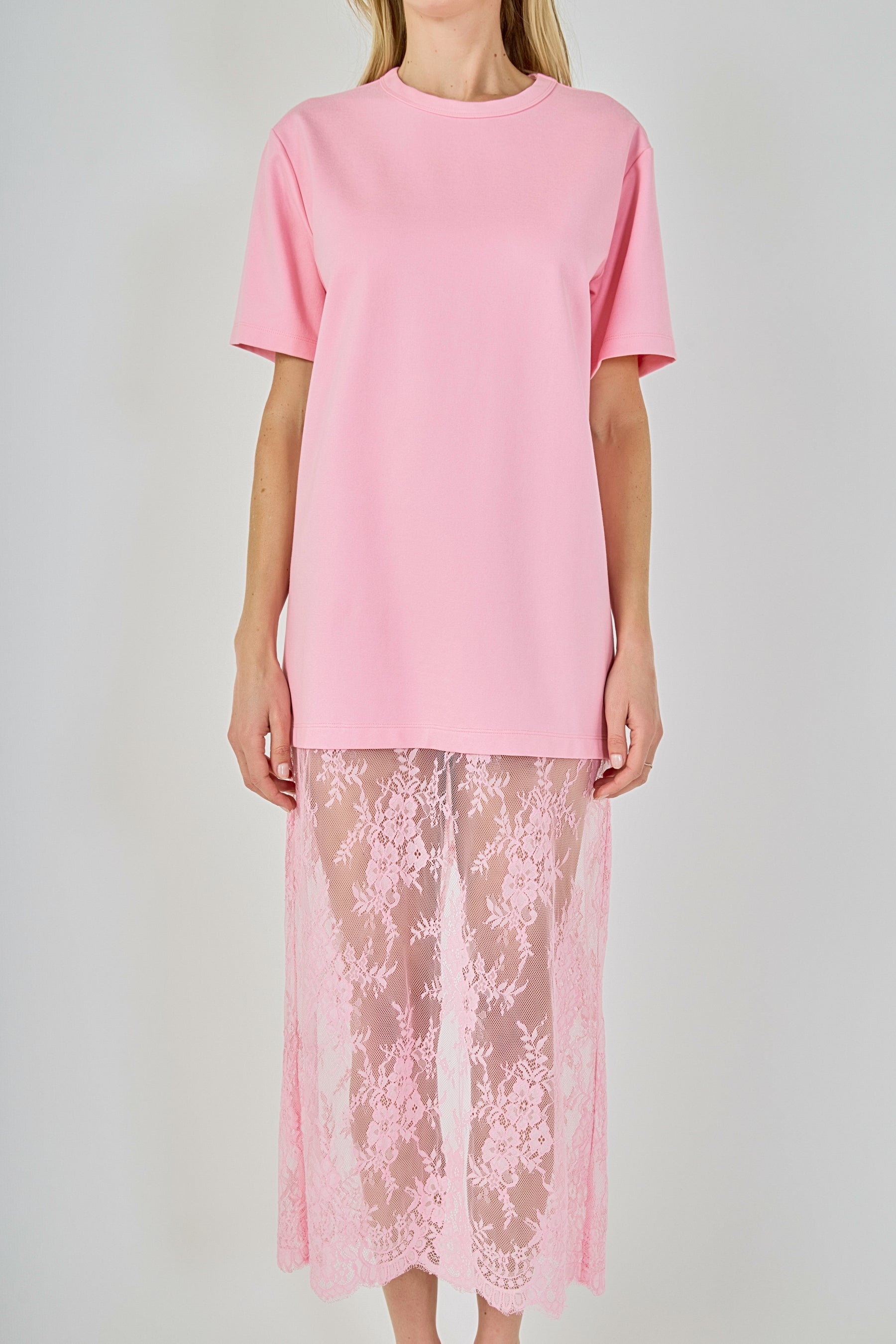 Mix Media T-Shirt Lace Dress