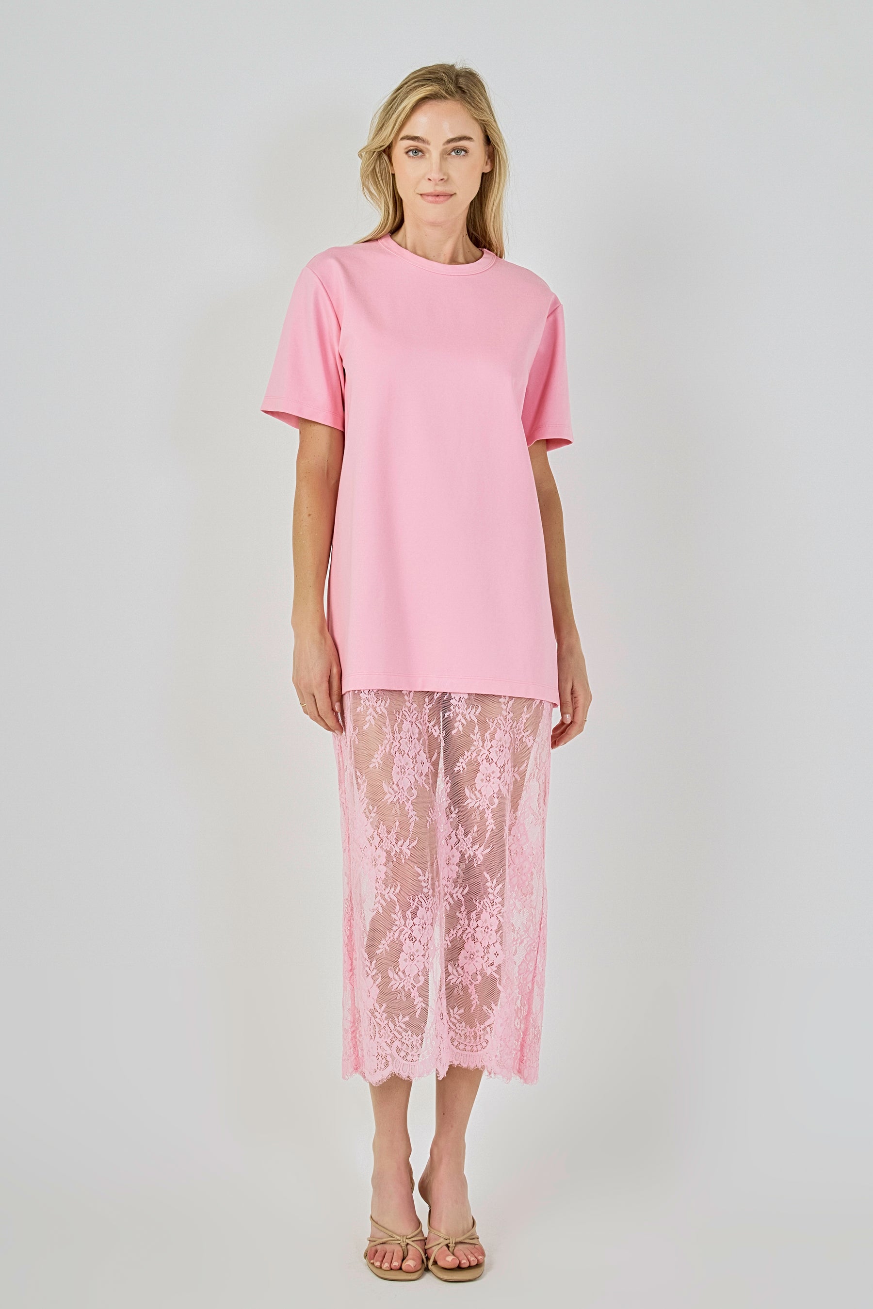 Mix Media T-Shirt Lace Dress