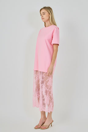 Mix Media T-Shirt Lace Dress