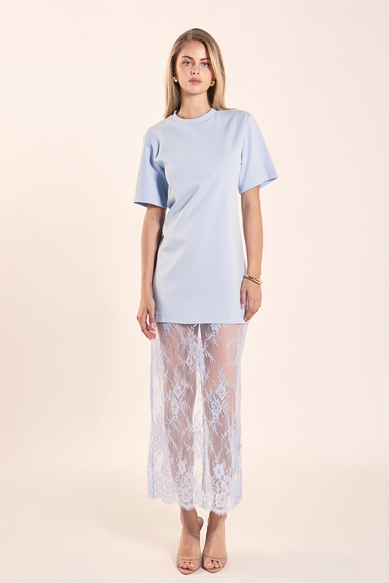 ENDLESS ROSE - Mix Media T-Shirt Lace Dress - DRESSES available at Objectrare