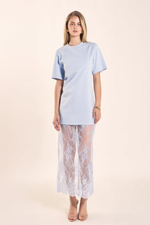 ENDLESS ROSE - Mix Media T-Shirt Lace Dress - DRESSES available at Objectrare
