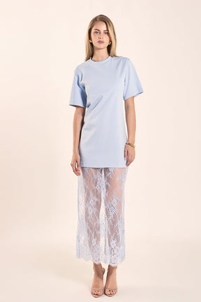 ENDLESS ROSE - Mix Media T-Shirt Lace Dress - DRESSES available at Objectrare