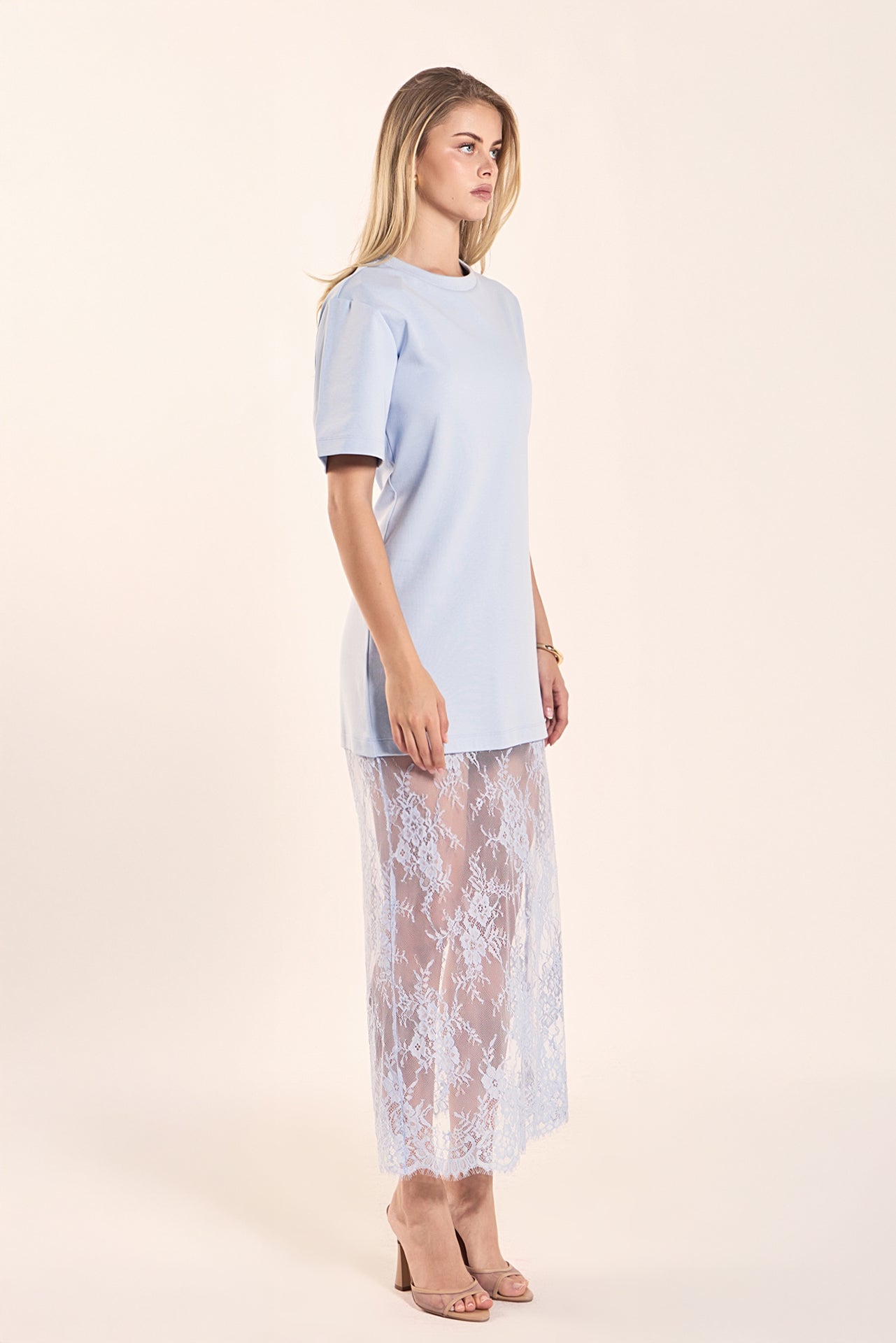 ENDLESS ROSE - Mix Media T-Shirt Lace Dress - DRESSES available at Objectrare