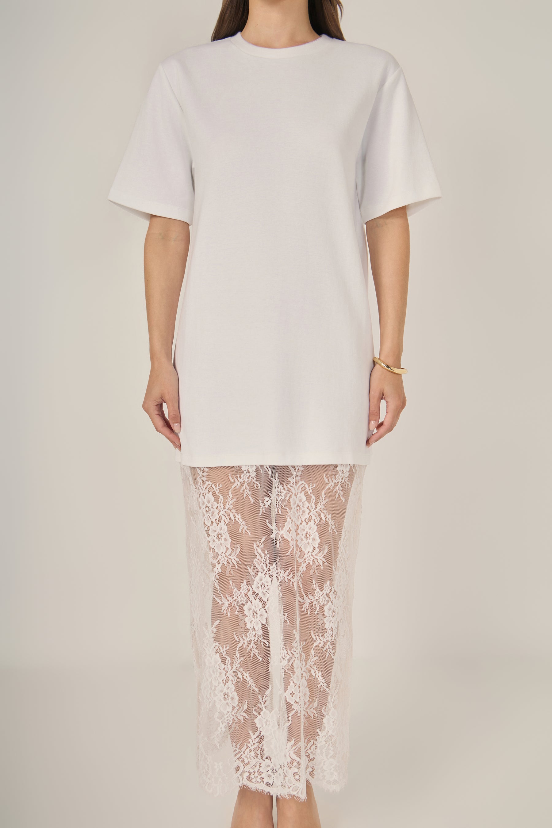 ENDLESS ROSE - Mix Media T-Shirt Lace Dress - DRESSES available at Objectrare