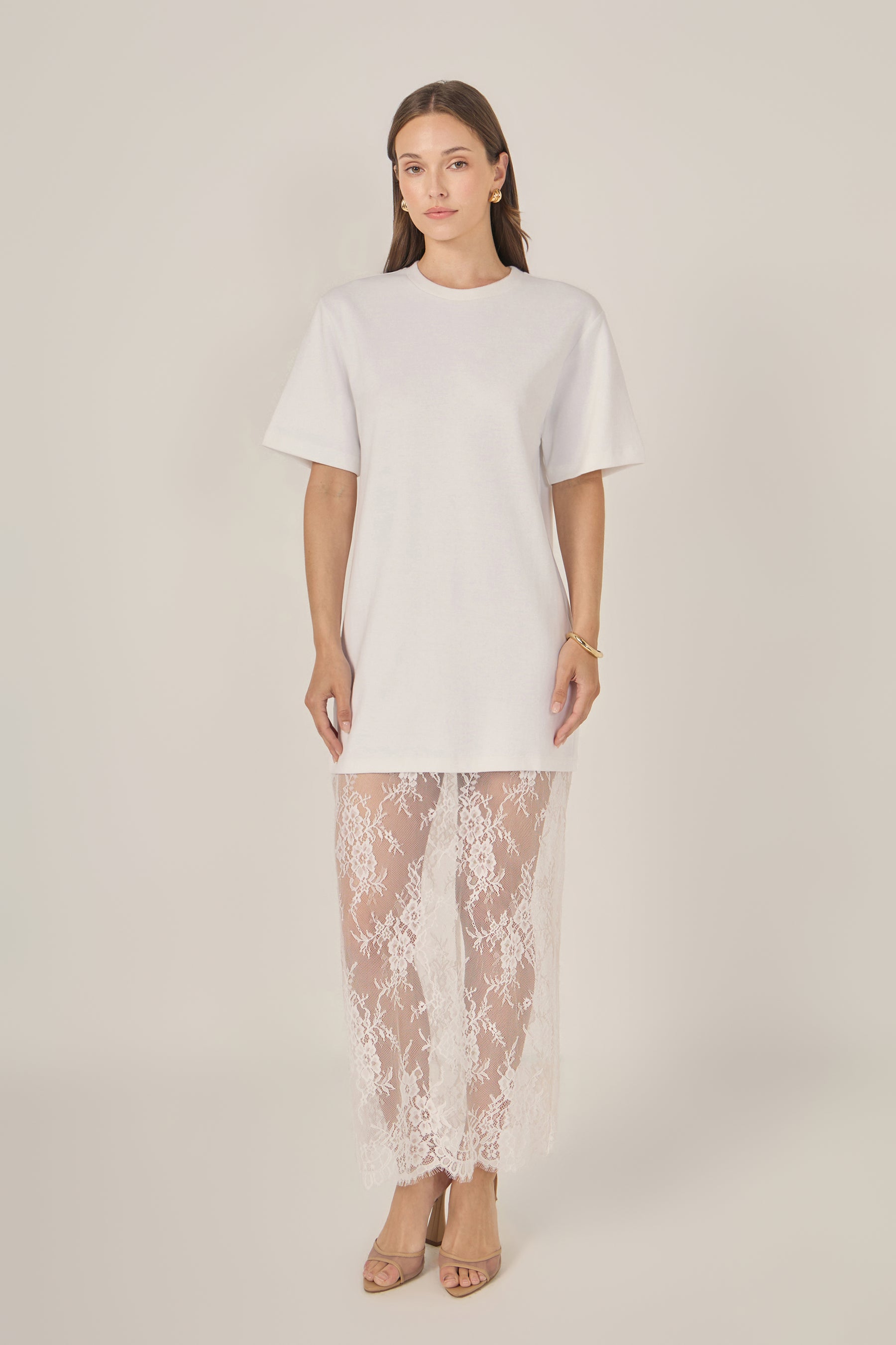 ENDLESS ROSE - Mix Media T-Shirt Lace Dress - DRESSES available at Objectrare