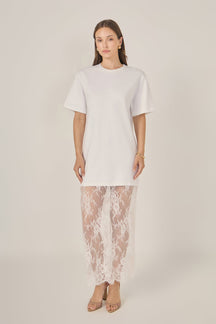 Mix Lace T-Shirt Midi Dress