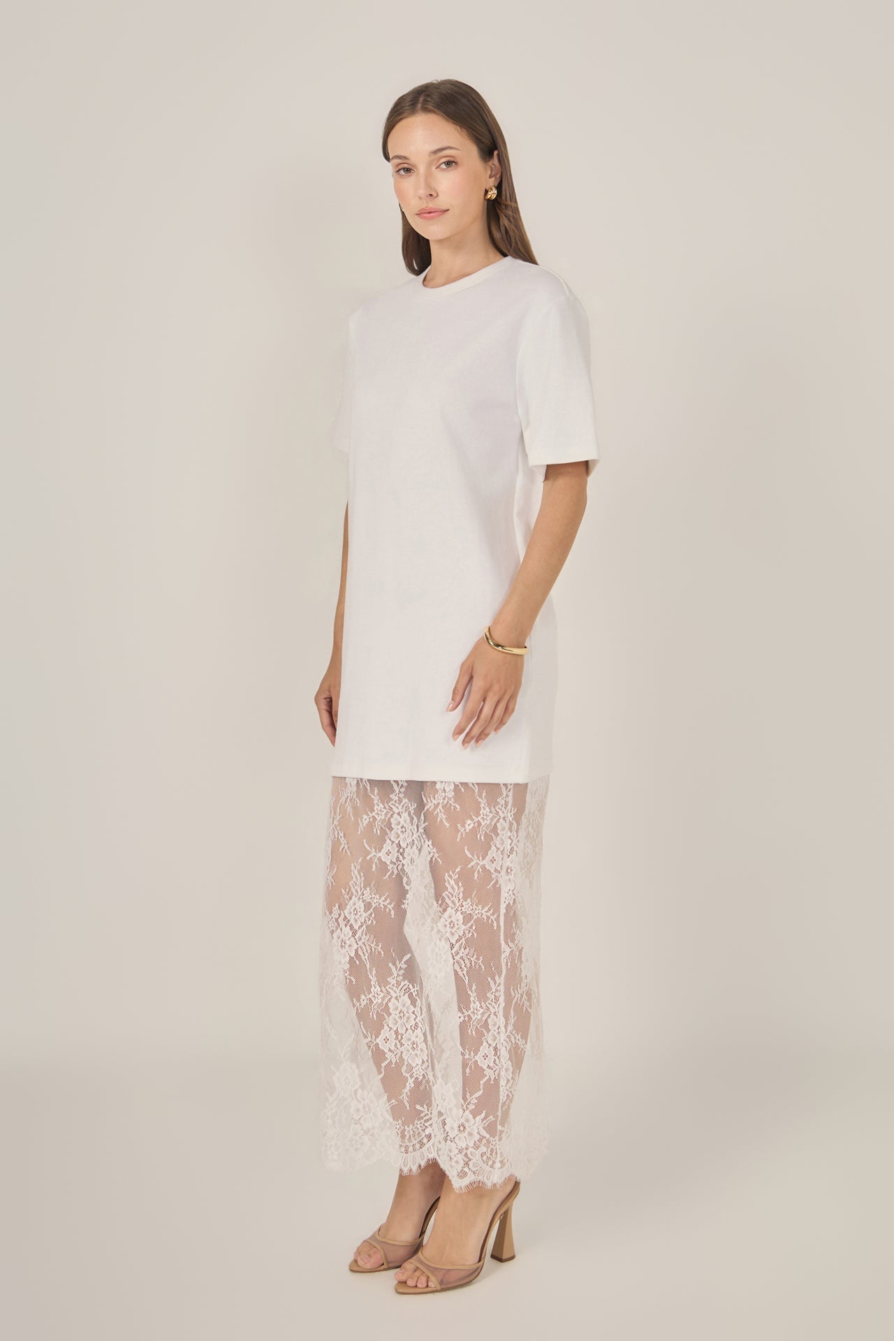 Mix Lace T-Shirt Midi Dress