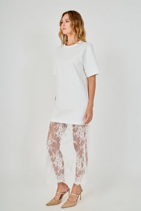 Mix Media T-Shirt Lace Dress