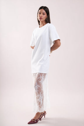 ENDLESS ROSE - Mix Media T-Shirt Lace Dress - DRESSES available at Objectrare