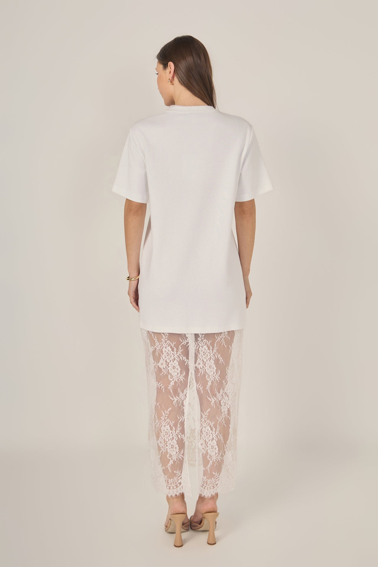 Mix Lace T-Shirt Midi Dress