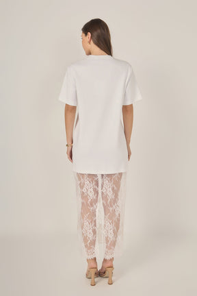 Mix Lace T-Shirt Midi Dress