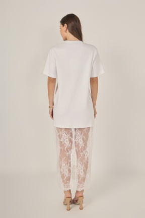 ENDLESS ROSE - Mix Media T-Shirt Lace Dress - DRESSES available at Objectrare