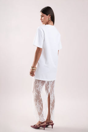 ENDLESS ROSE - Mix Media T-Shirt Lace Dress - DRESSES available at Objectrare
