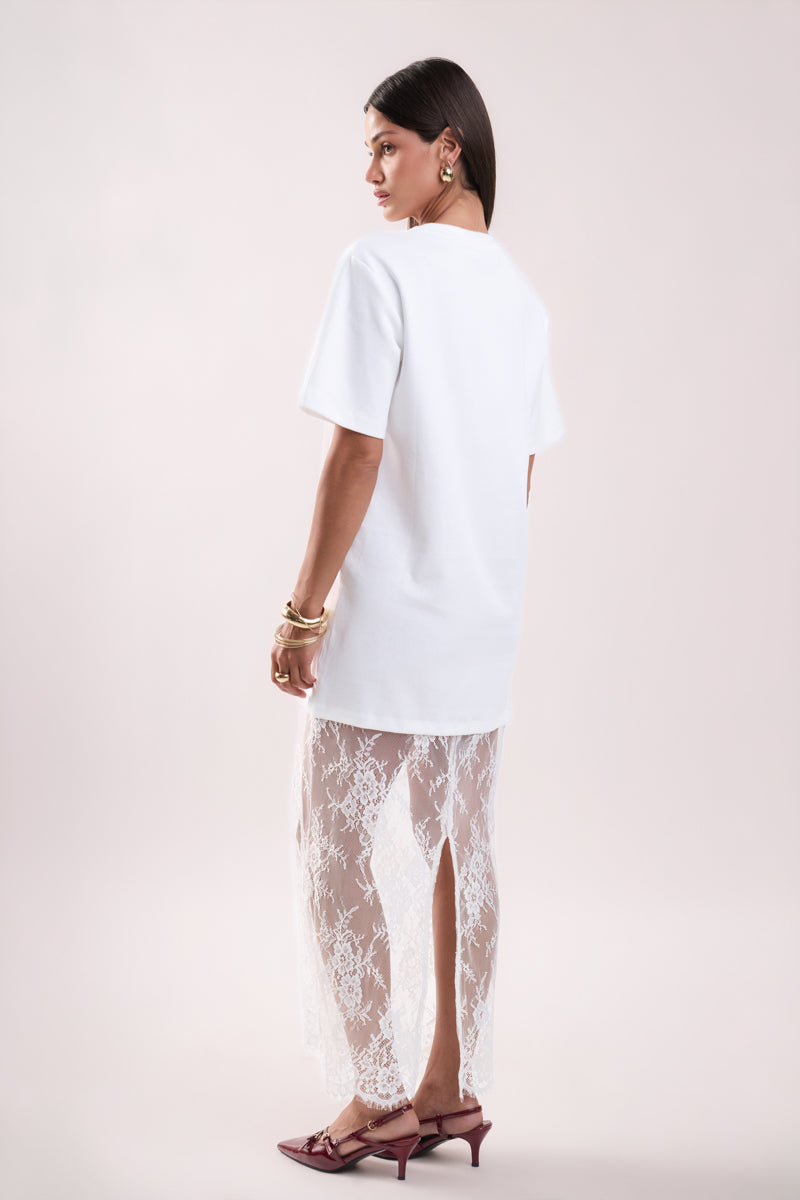 ENDLESS ROSE - Mix Media T-Shirt Lace Dress - DRESSES available at Objectrare