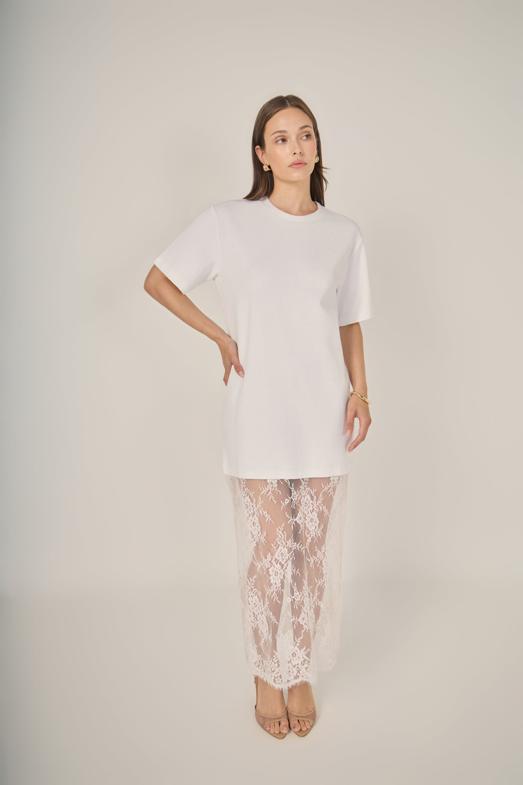 ENDLESS ROSE - Mix Media T-Shirt Lace Dress - DRESSES available at Objectrare