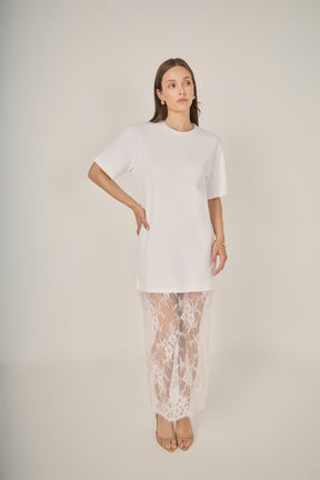 ENDLESS ROSE - Mix Media T-Shirt Lace Dress - DRESSES available at Objectrare