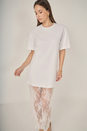 Mix Lace T-Shirt Midi Dress