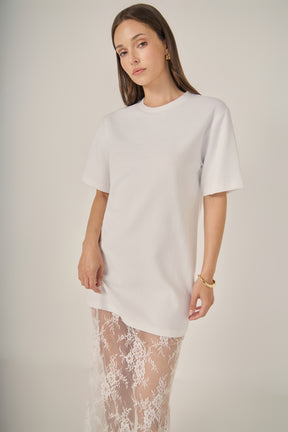 ENDLESS ROSE - Mix Media T-Shirt Lace Dress - DRESSES available at Objectrare