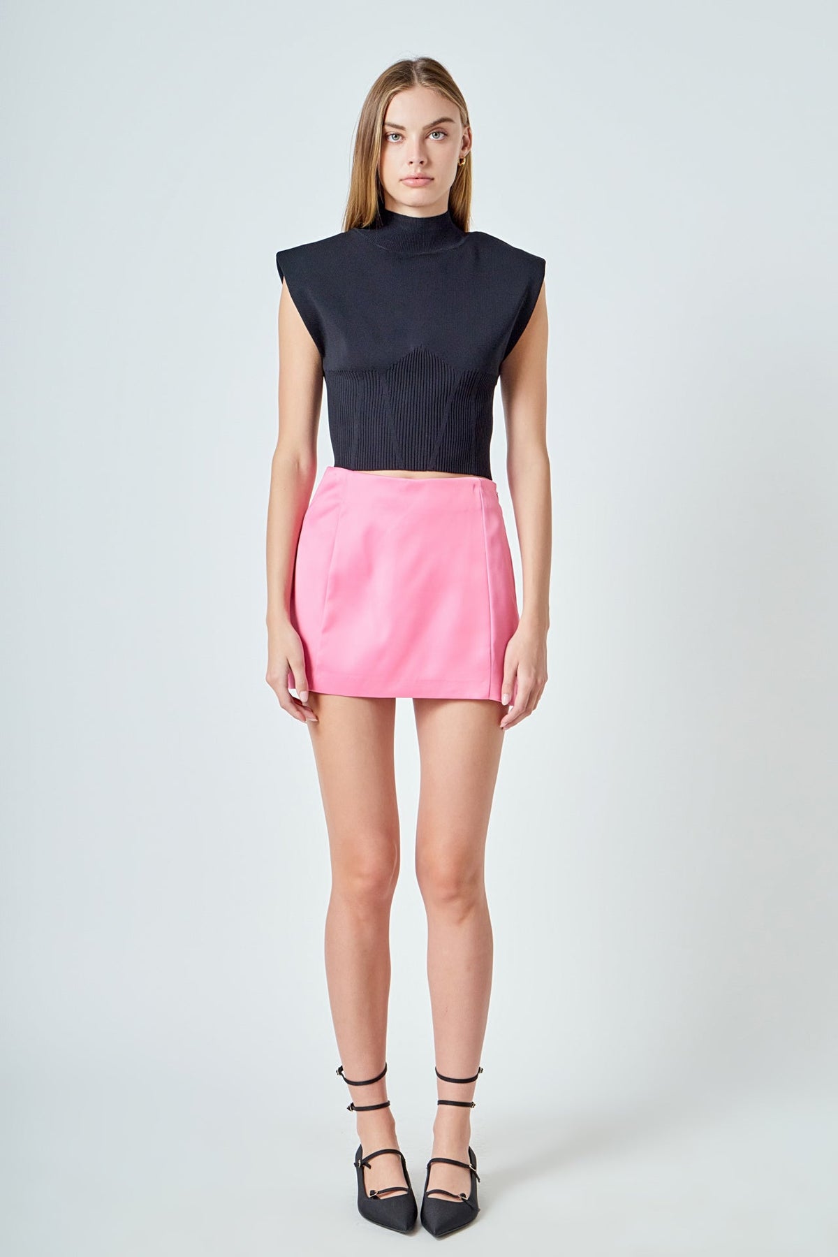 ENDLESS ROSE - Satin Piping Mini Skirt - SKIRTS available at Objectrare